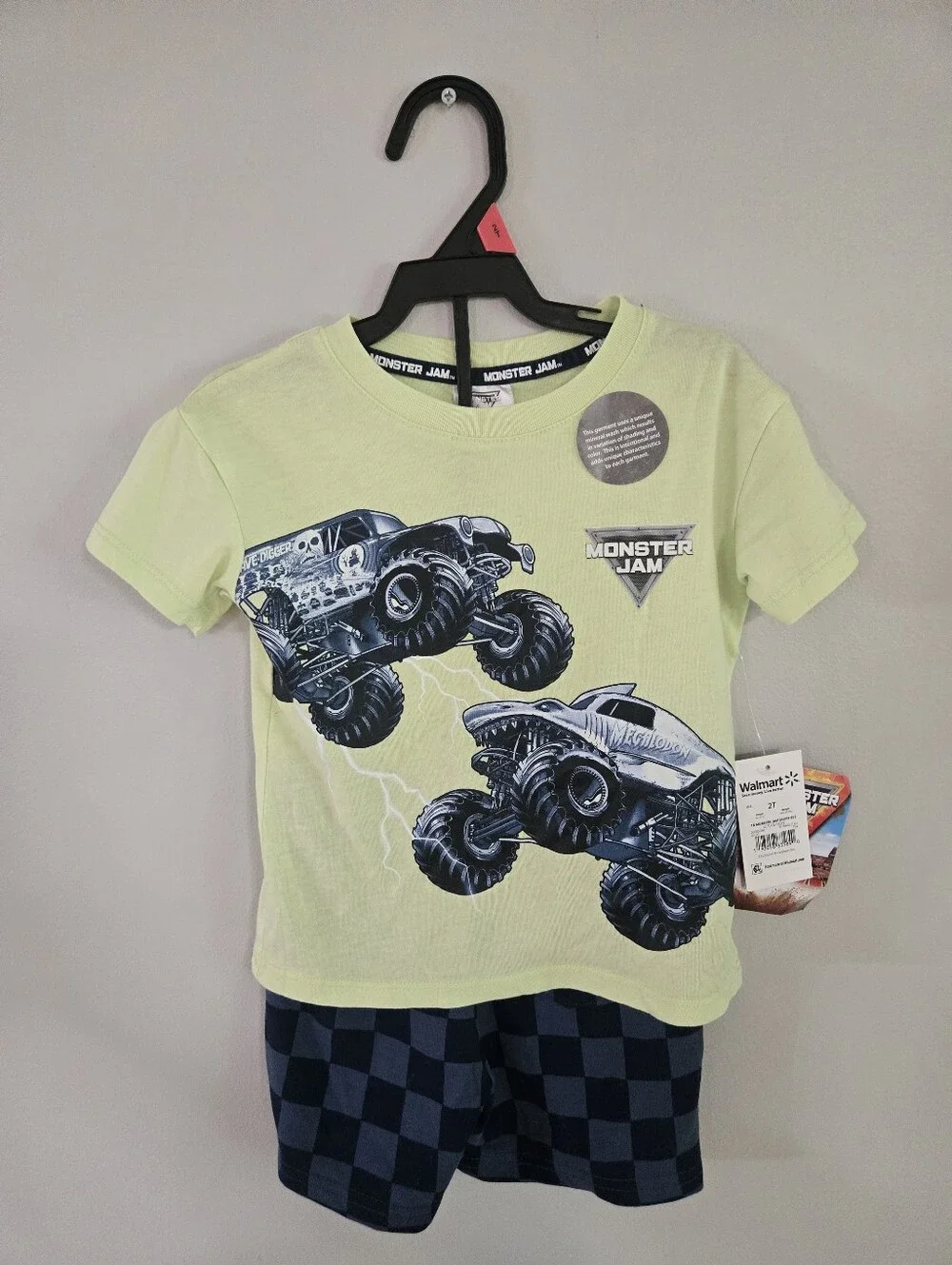 Monster Jam Grave Digger Megalodon Boys 2-Piece Outfit Set Size 2T NWT